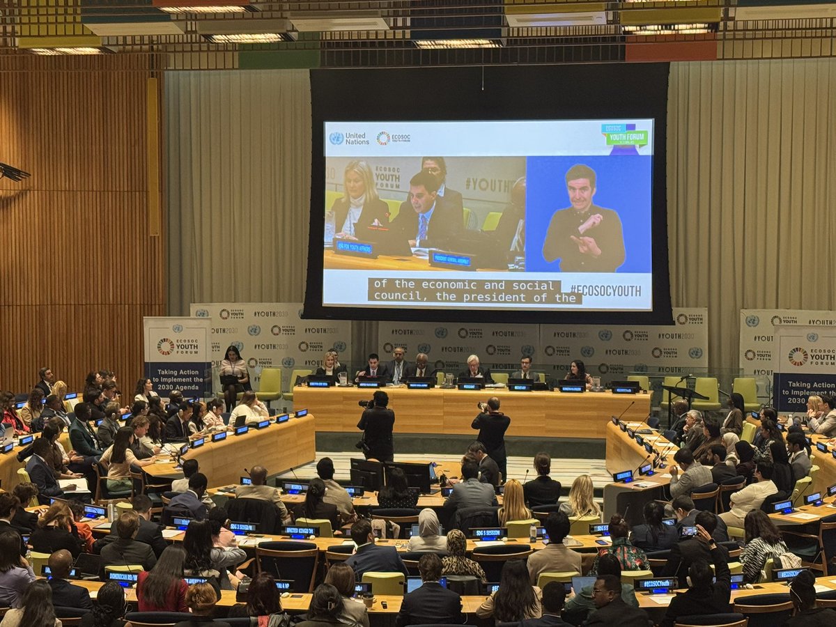 African Union Mission to the UN (@africanunionun) on Twitter photo #HappeningNow Opening Session of the <a href="/UN/">United Nations</a> Economic and Social Council (#ECOSOC) Youth Forum, taking place from 15 to 17 April 2025. Under the theme “Youth at the Forefront: Leveraging Science and Social Inclusion for Sustainable Development,” the forum highlights the leading role #HappeningNow Opening Session of the <a href="/UN/">United Nations</a> Economic and Social Council (#ECOSOC) Youth Forum, taking place from 15 to 17 April 2025. Under the theme “Youth at the Forefront: Leveraging Science and Social Inclusion for Sustainable Development,” the forum highlights the leading role