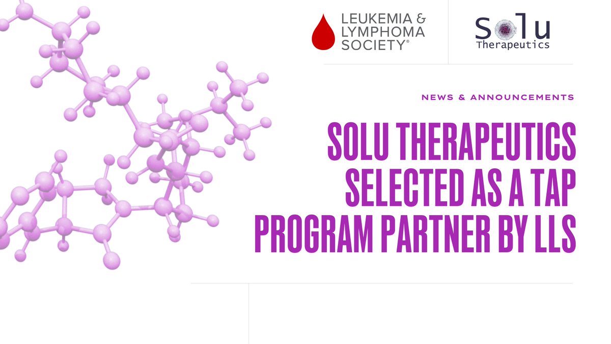 Solu Therapeutics (@solu_tx) on Twitter photo We’re grateful for the support of <a href="/LLSusa/">The Leukemia & Lymphoma Society</a> through their Therapy Acceleration Program (TAP). This new partnership will help drive our efforts in hematological malignancies, particularly #CMML, as we work toward innovative solutions for patients. Read more: lls.org/research/solu-… We’re grateful for the support of <a href="/LLSusa/">The Leukemia & Lymphoma Society</a> through their Therapy Acceleration Program (TAP). This new partnership will help drive our efforts in hematological malignancies, particularly #CMML, as we work toward innovative solutions for patients. Read more: lls.org/research/solu-…