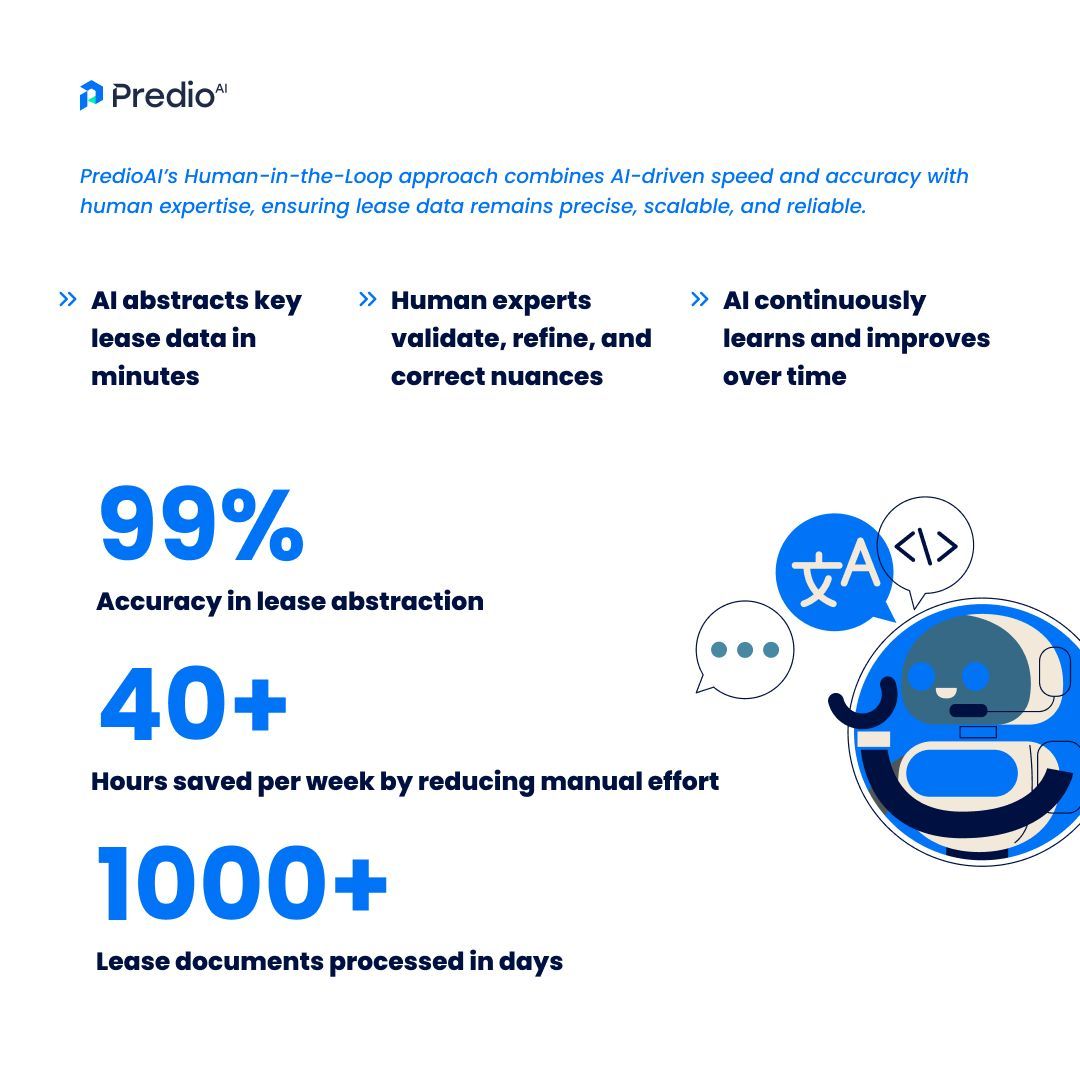 PredioAI's tweet image. 🤝 Why choose between speed and trust when you can have both?
PredioAI combines advanced AI 🤖 with human expertise 🧠 to deliver lease data that’s fast, accurate, and ready to scale.
Think of it as AI with a safety net — smart, sharp, and always evolving.
#AIinRealEstate #CRE