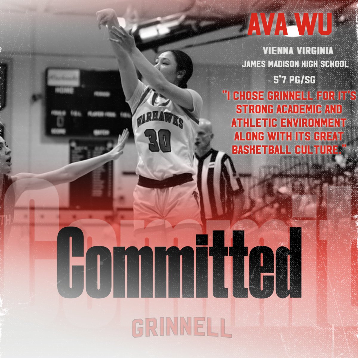 Another warm welcome to Ava Wu 🖤❤️🏀 #gcwbb