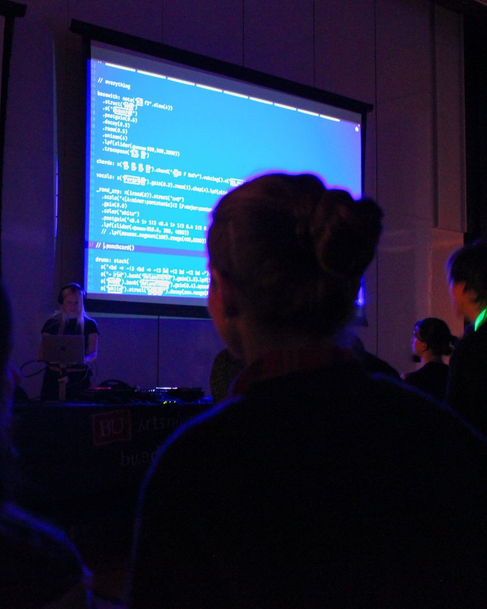 On April 4th and 5th, the BU Arts Initiative welcomed DJ_Dave for a 2-day artist residency! 🎧💻🎵

DJ_Dave is an experimental electropop artist, producer, and DJ who is synonymous with the art of live coding &gt;&gt; making music with code.