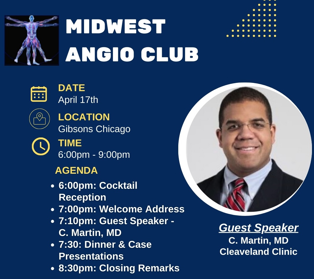 Join <a href="/Chuckmartin3md/">Chuck Martin</a> as he presents at the Midwest Angio Club this Thursday at Gibsons Chicago! The session will discuss how #AR and #VR is transforming surgical navigation. Don't miss this engaging session. #augmentedreality
