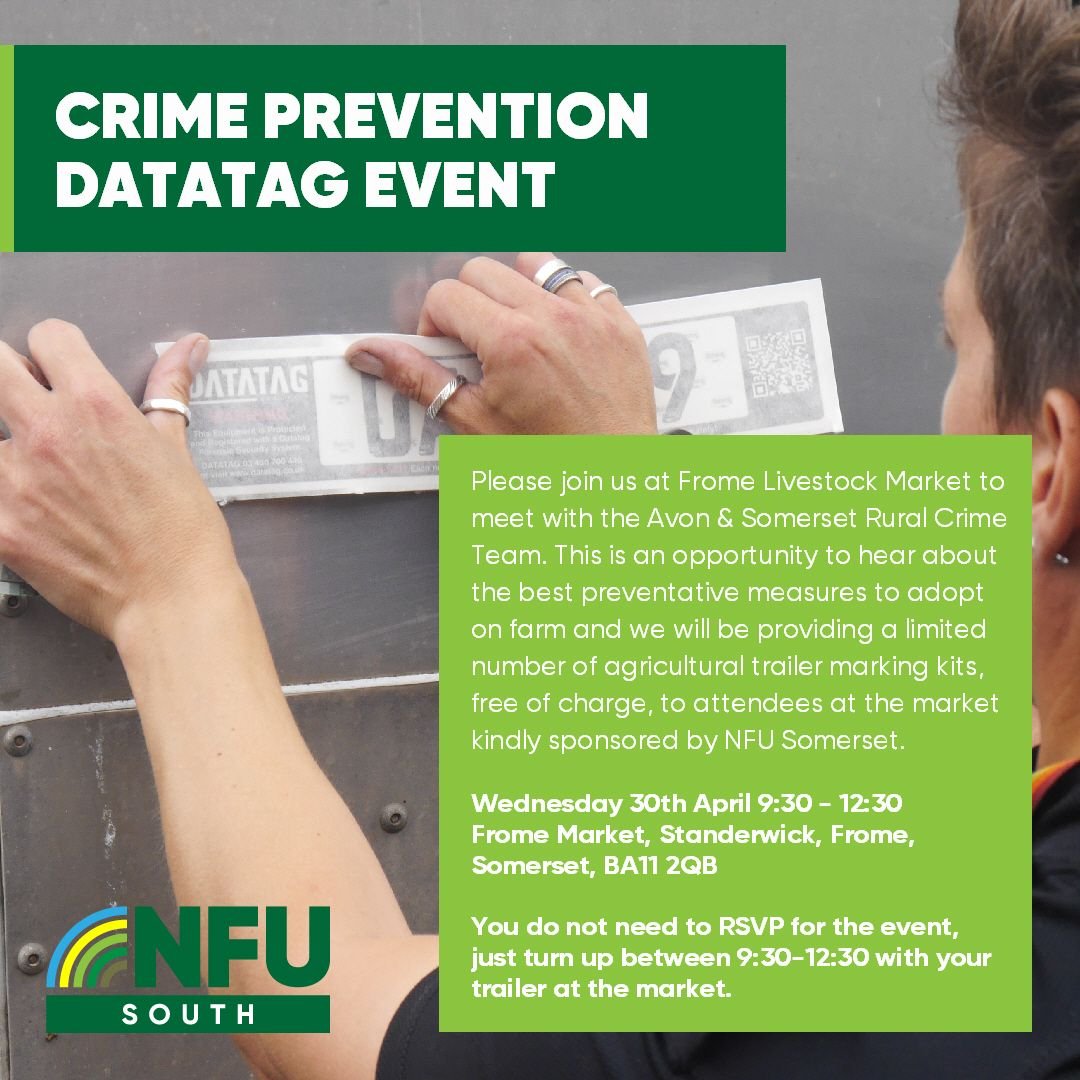 An overview of events over the next few weeks for NFU Somerset members 🚜🐄🥛👮#Somersetnfu #farmingevents #ruralcrime #Dairycontracts