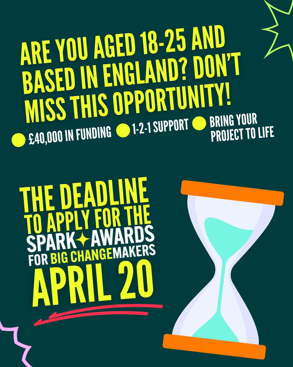 Holly Branson (@hollybranson) on Twitter photo Do you have a big idea to create change, but need funding to bring it to life? Apply to <a href="/bigchange_/">Big Change</a>'s Spark Awards now (if you're 18-25 in England), before applications close on April 20! big-change.org/spark-awards Do you have a big idea to create change, but need funding to bring it to life? Apply to <a href="/bigchange_/">Big Change</a>'s Spark Awards now (if you're 18-25 in England), before applications close on April 20! big-change.org/spark-awards
