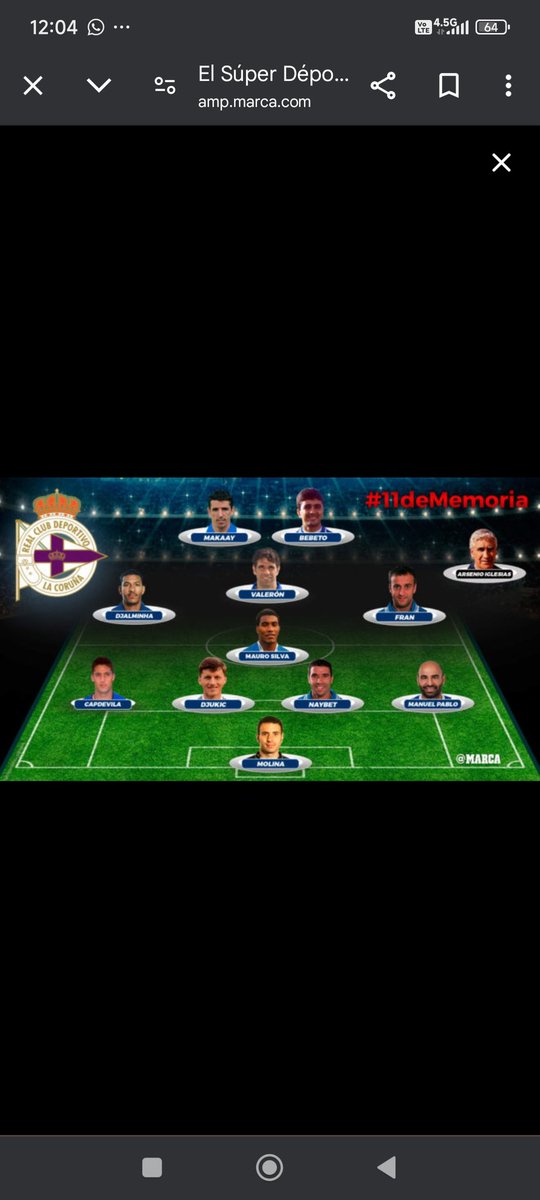 ### Que equipo tenía el el 
        Deportivo La Coruña ##