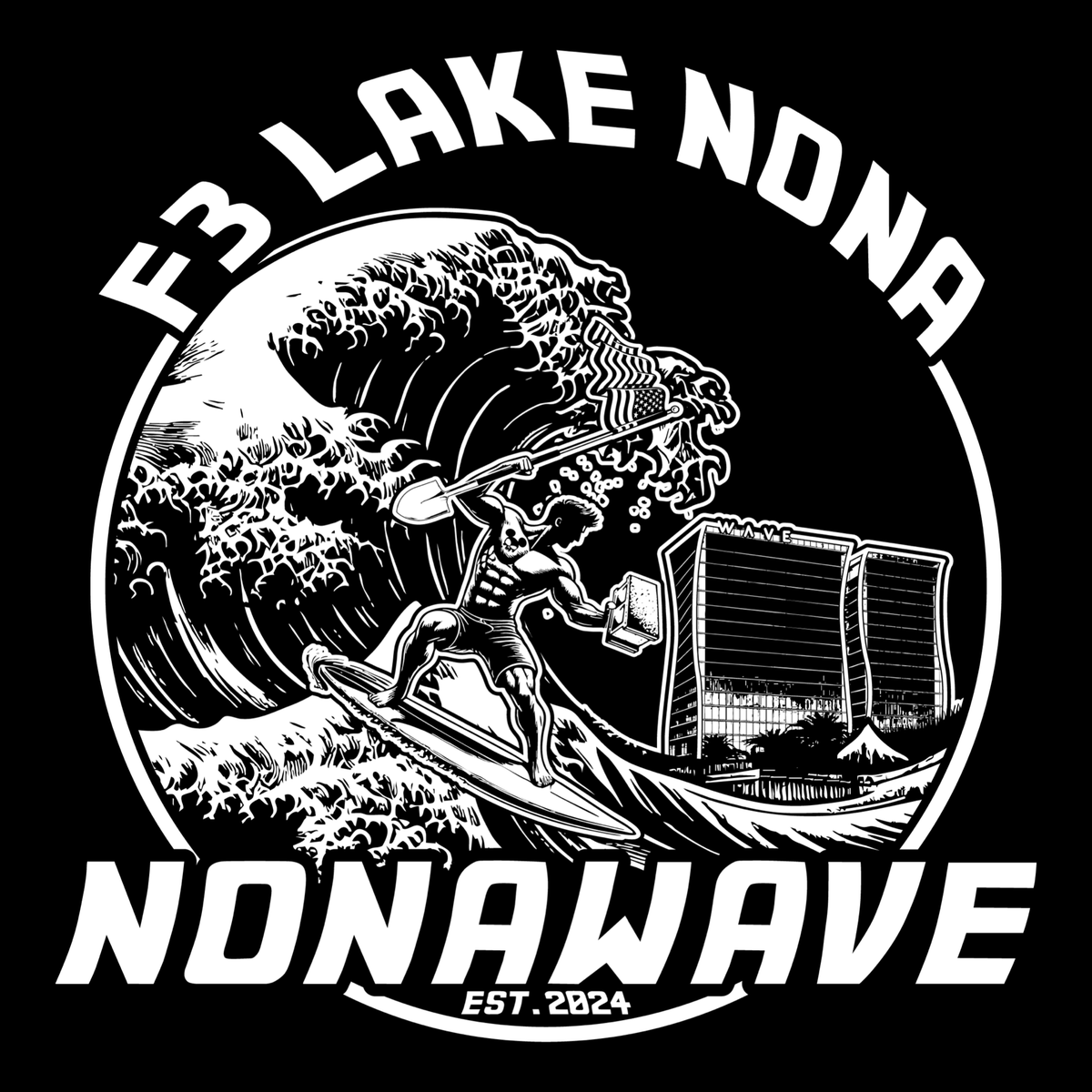 Another #f3logosbysnickers hot off the presses!! Check out Nonawave for F3 Lake Nona  !! #logos #mudgear #gearME #F3counts #f3gear <a href="/F3Nation/">F3</a> <a href="/F3Orlando/">F3Orlando</a>