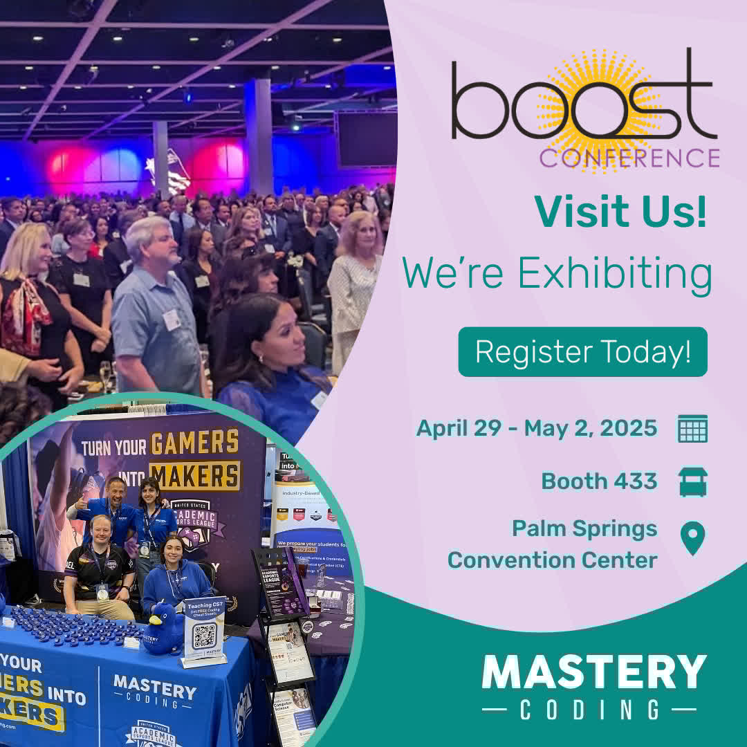 We're thrilled to be back at BOOST Conference 2025! 

We're ready for another unforgettable time of connection, inspiration, and celebrating the power of after-school programs.

masterycoding.com/event/boost-co…

#BOOSTConference #AfterSchoolStrong #STEMEd #EdTech