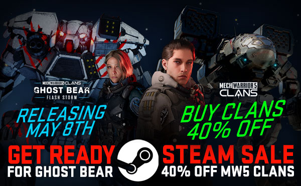 MW5Clans's tweet image. Get Ready for Ghost Bear! 40% off MechWarrior 5 Clans Steam Sale! store.steampowered.com/app/2000890/Me…