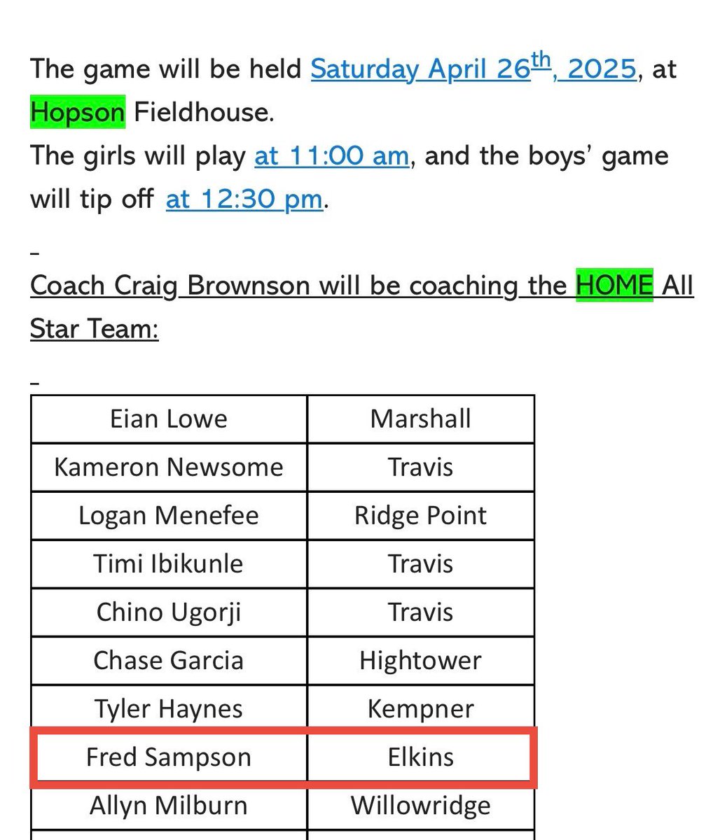 Congrats to our very own <a href="/TheFrederickS_0/">Frederick Sampson</a> for being selected to Fort Bend All star game after coming off his senior year <a href="/ElkinsHoops/">Elkins Basketball</a> 
We will see you on the next level!

<a href="/Coach_DDobard/">CoachD_</a> <a href="/Coachwwarren/">Willie Warren</a> <a href="/red_2025/">Invictus Red Storm_2025</a> <a href="/JohnRed44092805/">🏀INVICTUS MOTIVATION 🏀</a> <a href="/TXHSBB/">Texas High School Basketball</a> <a href="/djones8301/">Doug Jones</a> <a href="/BallSoHardSS/">Ball So Hard</a> 

🦅🔴⛈️