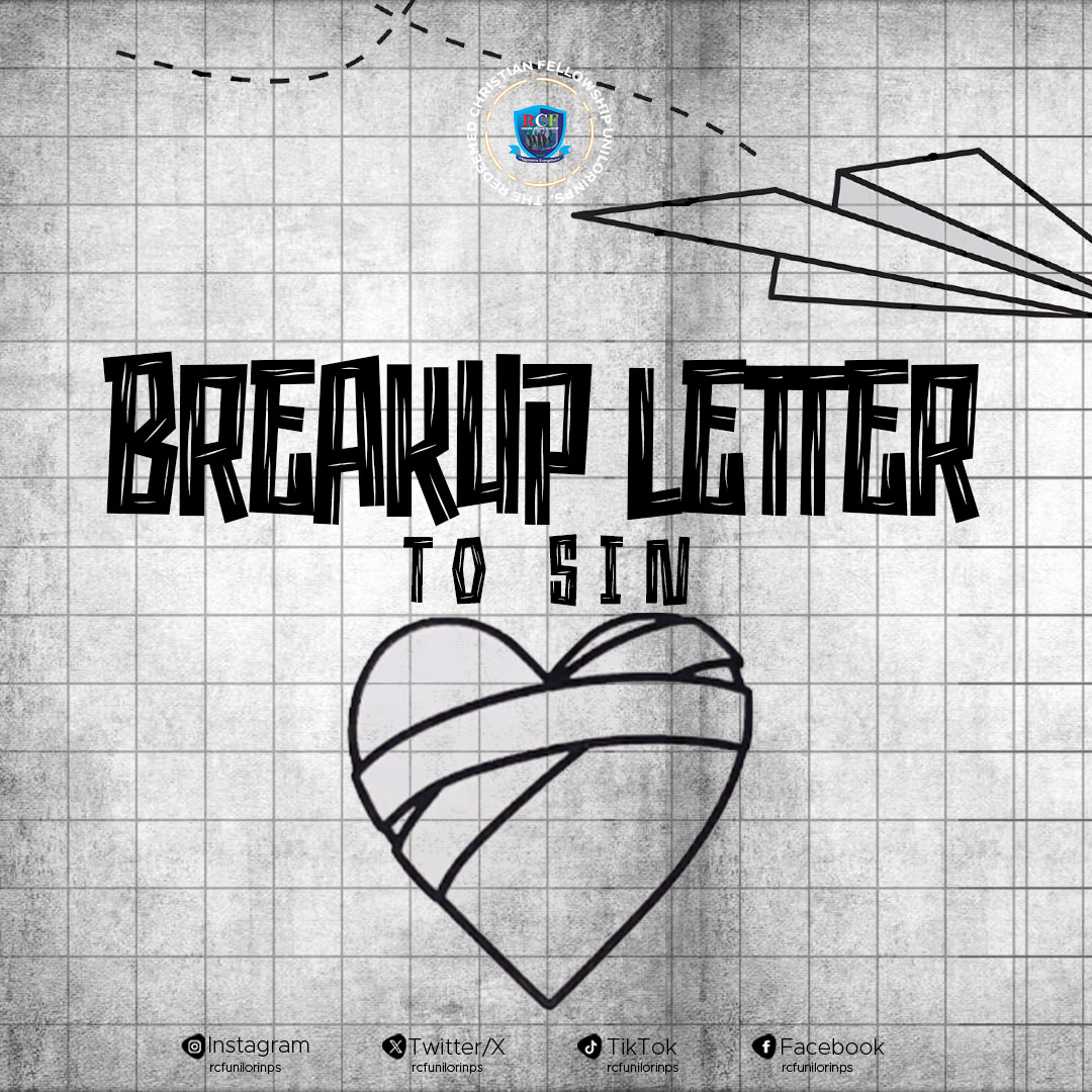 Rcfunilorin's tweet photo. Sin has no hold on you anymore, it has lost its grip on you!

Do you still feel that heavy weight of sin on you? It's an official break up letter to sin today and affirm it strongly. (Check slide 2) https://t.co/dIBXT2azx3