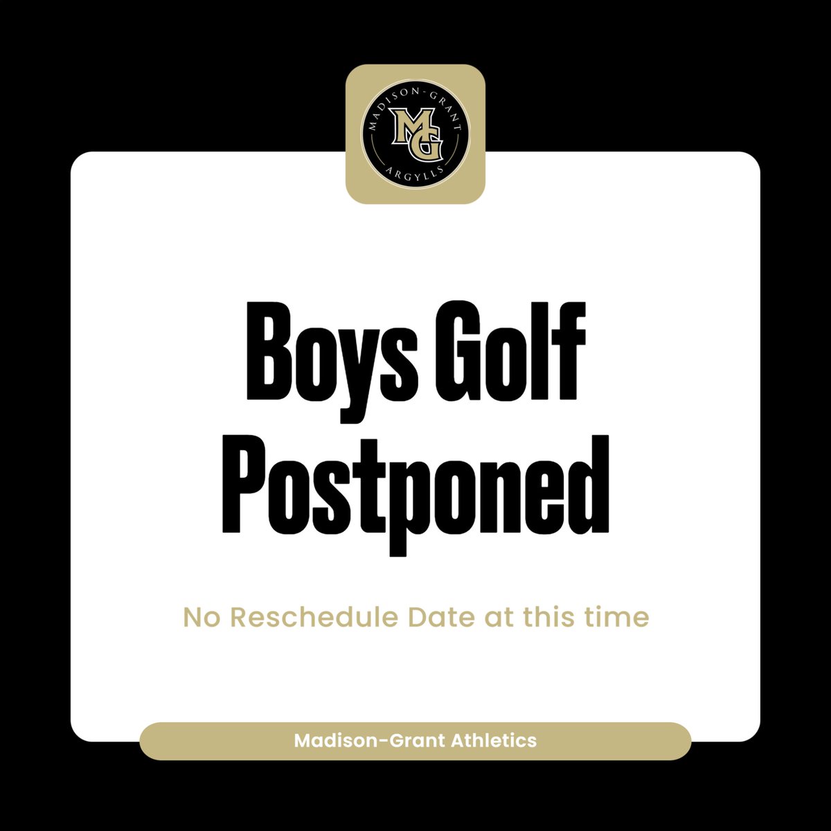 MG Assistant AD (@mg_athletics2) on Twitter photo Tonight's Boys Golf contest at Elwood has been postponed. There is no reschedule date at this time.
#WeAreMG <a href="/MG_Athletics1/">MG Athletics</a> Tonight's Boys Golf contest at Elwood has been postponed. There is no reschedule date at this time.
#WeAreMG <a href="/MG_Athletics1/">MG Athletics</a>
