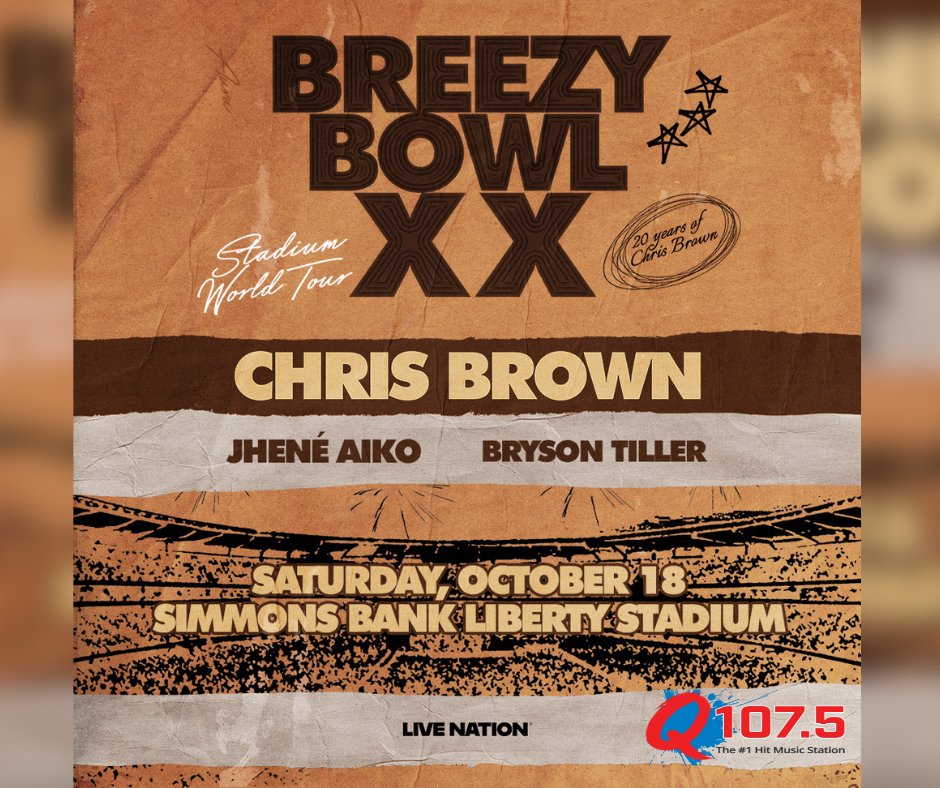 JUST ANNOUNCED! 🔥 Chris Brown is bringing BREEZY BOWL XX to Simmons Bank Liberty Stadium on Saturday, October 18th with Jhene Aiko and Bryson Tiller! Sign up now for Artist Presale Access at chrisbrownworld.com
