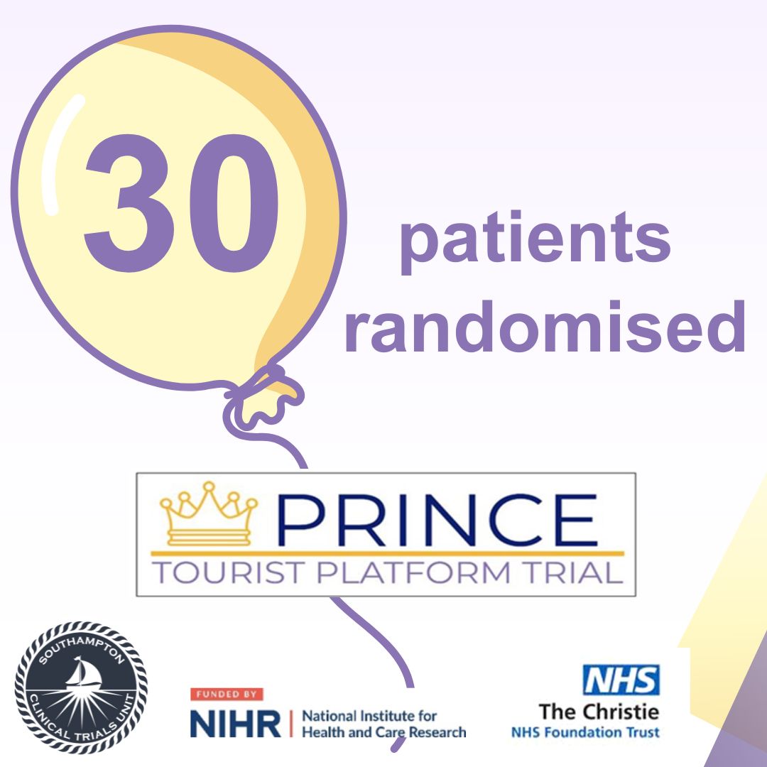 Another great milestone reached for the TOURIST platform #LungCancer trial.

The PRINCE arm of the trial has now randomised 30 participants!! 👏🙌