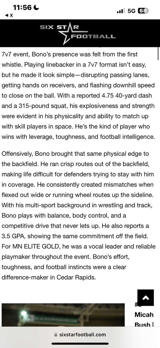 Matt.Bono (@matt_bono08) on Twitter photo Although they did put the wrong photo..š, HUGE shoutout to <a href="/sixstarfootball/">Six Star Football | PLUS+</a> for the write up! Although they did put the wrong photo..š, HUGE shoutout to <a href="/sixstarfootball/">Six Star Football | PLUS+</a> for the write up!