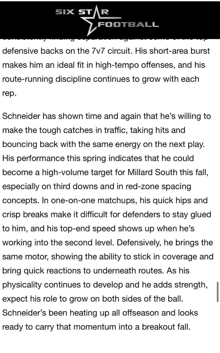 Thank you <a href="/sixstarfootball/">Six Star Football | PLUS+</a> for the write up from this weekend, I appreciate the recognition! <a href="/MSouthFootball/">Millard South Football</a> <a href="/PickCityElite/">Pick City Elite 7v7</a>