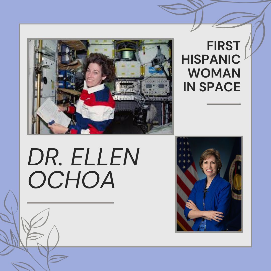 GW_WGSS's tweet image. Dr. Ellen Ochoa was the first Hispanic woman to go to space. She served on a nine-day STS-56 mission in 1993. She has been recognized with NASA’s highest award, the Distinguished Service Medal, and the Presidential Distinguished Rank Award.

#wgss #drellenochoa #space #astronaut