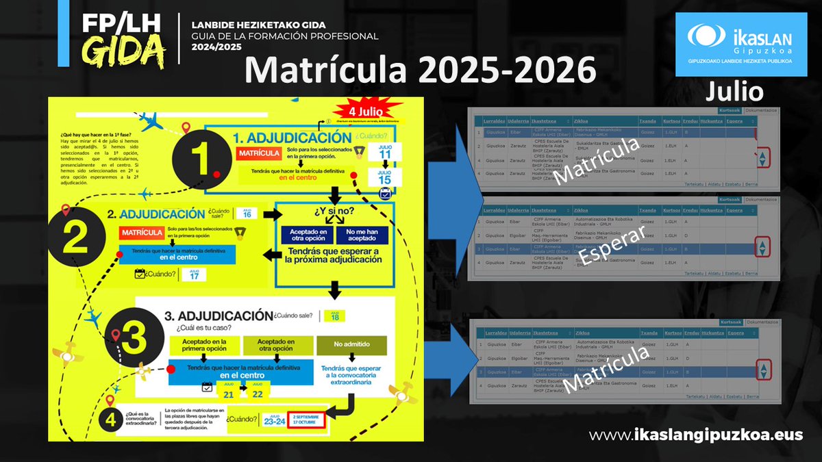 ¿Quieres saber cómo hacer bien la inscripción de FP? Plazo de inscripción: 5-23 de mayo. Cómo rellenar opciones y preferencias, plantillas, proceso... Clicando aquí te enseñamos como hacer la  inscrpción: ikaslangipuzkoa.eus/es/proceso-de-… <a href="/FPeuskadi/">FPeuskadi</a> <a href="/hezkuntzaEJGV/">Hezkuntza</a>