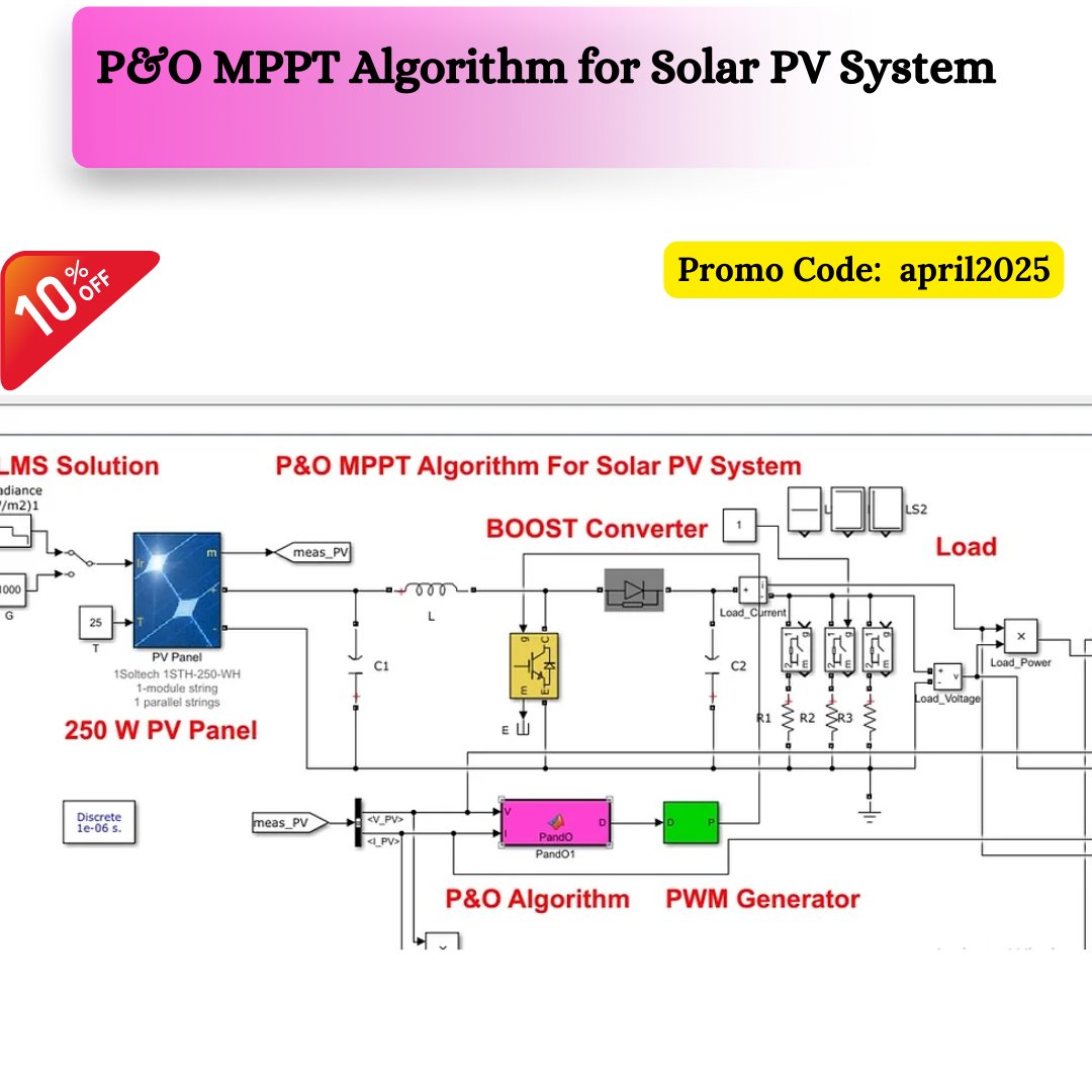 Lms_Solution's tweet image. P&amp;amp;O MPPT Algorithm for Solar PV System
MATLAB Model: zurl.co/rRQu4
#POMPPT #MPPT #SolarPV #MATLAB #Simulink #RenewableEnergy #Photovoltaics #PowerOptimization #GreenTechnology #EnergyEfficiency