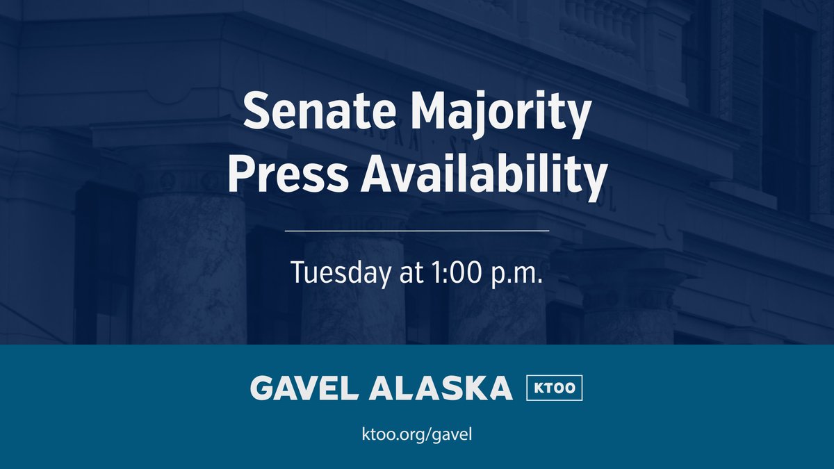 The Senate Majority caucus will hold its weekly press availability today at 1:00. Watch here --> ktoo.org/video/gavel/wa… #akleg