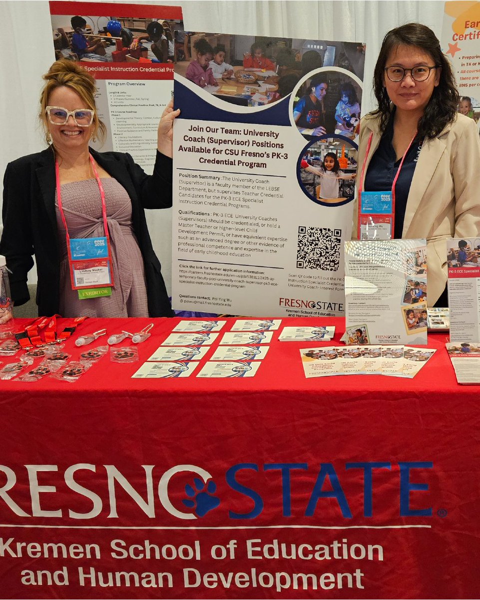 Kremen School of Education and Human Development (@fresnokremenedu) on Twitter photo THIS WEEK: Dr. Lindsey Meeker and Dr. Pei-Ying Wu share about our PK-3 Early Childhood Education Specialist Instruction Credential and early education programs with future professionals during the California Association for the Education of Young Children (CAAEYC) conference! THIS WEEK: Dr. Lindsey Meeker and Dr. Pei-Ying Wu share about our PK-3 Early Childhood Education Specialist Instruction Credential and early education programs with future professionals during the California Association for the Education of Young Children (CAAEYC) conference!