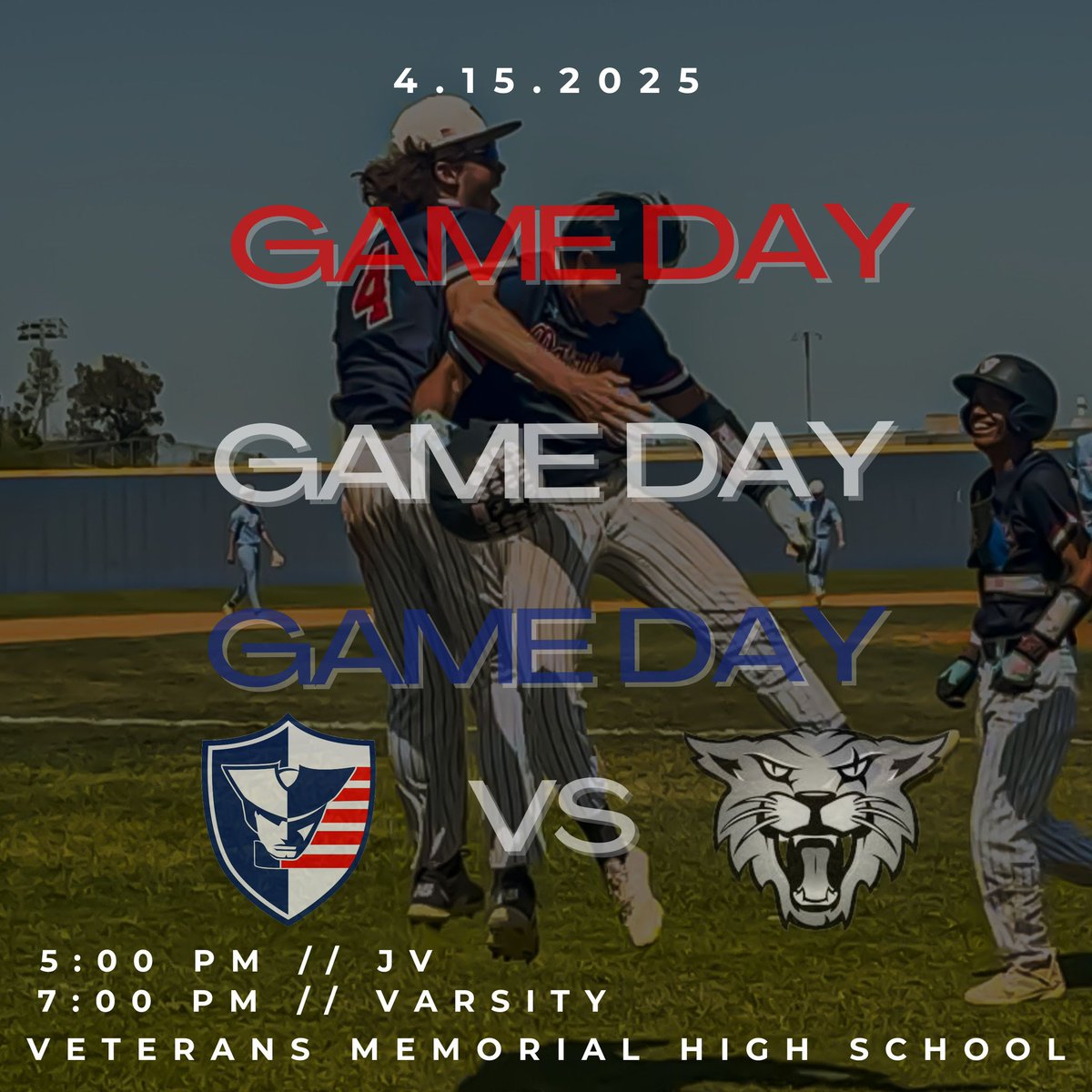 VMHS Patriot Baseball (@vmhspatriotbsb) on Twitter photo #PatriotNation it's Game Day โผ๏ธ
โพ๏ธ vs <a href="/SOTOCATBASEBALL/">SOTOMAYOR WILDCAT BASEBALL</a>
Game times & Locations below
๐๏ธ Tuesday 4/15
๐๏ธ <a href="/SAVeteransHS/">Veterans Memorial High School</a>
โ๏ธ JV - 5:00 PM // Varsity - 7:00 PM
#EETEDT <a href="/JudsonISD/">Judson ISD ๐</a> <a href="/JISD_ATHLETICS/">Judson ISD Athletics</a> <a href="/SABaseballCoach/">SAABCA</a> #PatriotNation it's Game Day โผ๏ธ
โพ๏ธ vs <a href="/SOTOCATBASEBALL/">SOTOMAYOR WILDCAT BASEBALL</a>
Game times & Locations below
๐๏ธ Tuesday 4/15
๐๏ธ <a href="/SAVeteransHS/">Veterans Memorial High School</a>
โ๏ธ JV - 5:00 PM // Varsity - 7:00 PM
#EETEDT <a href="/JudsonISD/">Judson ISD ๐</a> <a href="/JISD_ATHLETICS/">Judson ISD Athletics</a> <a href="/SABaseballCoach/">SAABCA</a>