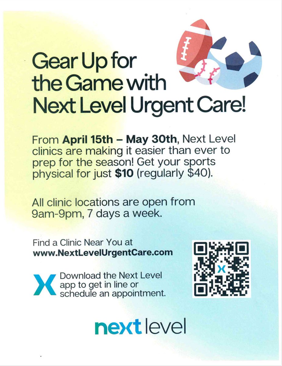 Mac AthleticTraining (@macarthurat) on Twitter photo Did you miss out on our district physicals? Well here is a deal for you. NextLevel Urgent Care is offering a $10 sports physical now, April 15 thru May 30! Get it done AND turned in to the Athletic Trainers so youโll be ready for the summer! <a href="/MacBrahmaSports/">Brahma Sports</a> Did you miss out on our district physicals? Well here is a deal for you. NextLevel Urgent Care is offering a $10 sports physical now, April 15 thru May 30! Get it done AND turned in to the Athletic Trainers so youโll be ready for the summer! <a href="/MacBrahmaSports/">Brahma Sports</a>