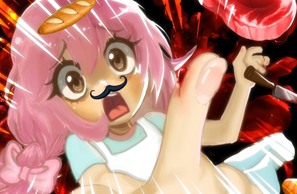 nuttykimy's tweet image. be careful 🙁🥖 #krita #art #oc