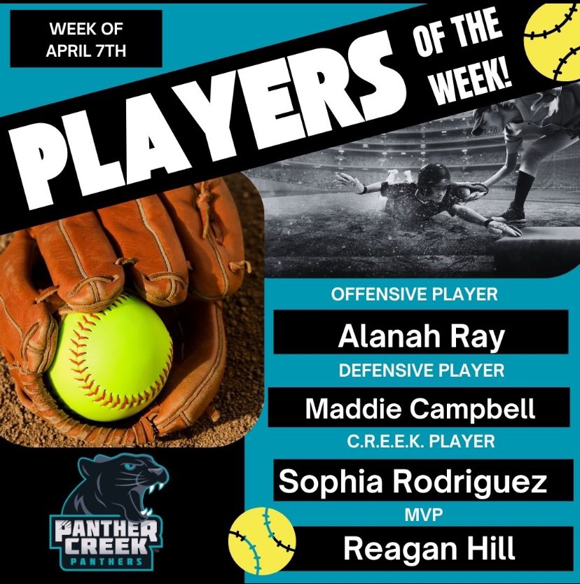 Congrats to our players of the week for April 7th!  <a href="/pchsfriscosb/">@PCHSsoftball</a>