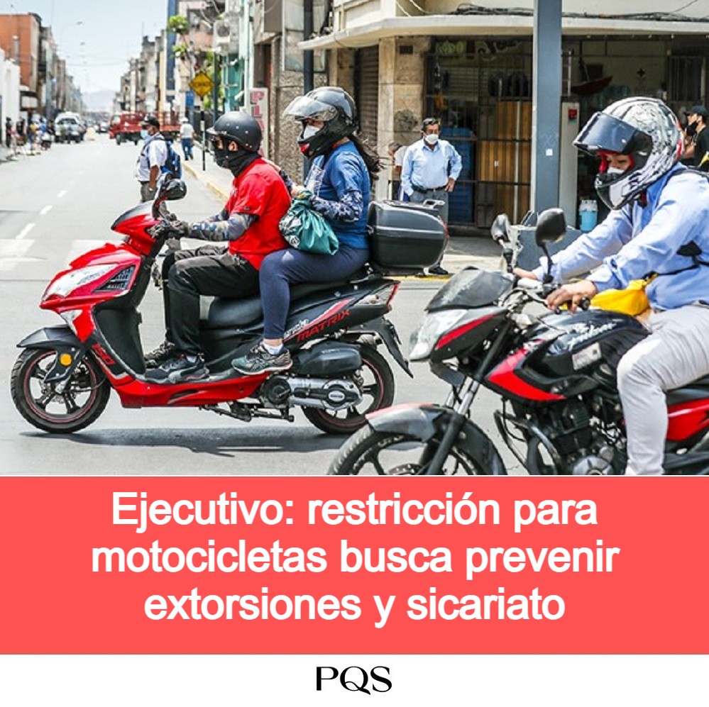 Motos circularán por Lima y Callao solo con su conductor desde el 17 de abril. Presidenta Dina Boluarte advierte que vehículos menores que incumplan la medida serán intervenidos por la Policía Nacional.

Lee la nota completa aquí: pqs.pe/actualidad/eje…