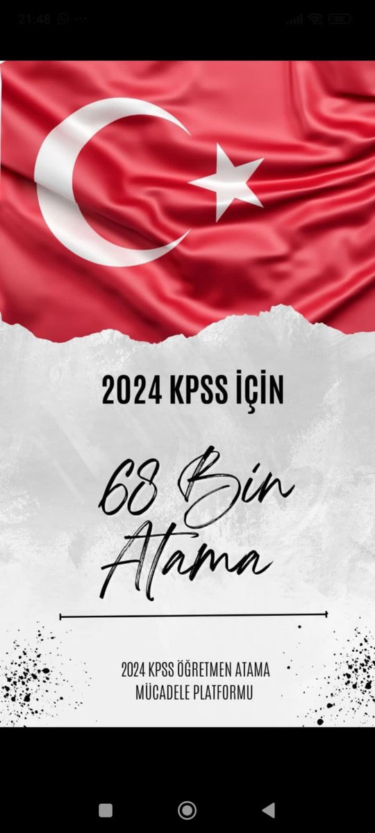 2024 kpss ile en az 68 bin atama talebimizi yineliyoruz 
@CelileErenOkten <a href="/bilalmacit/">Bilal Macit</a> <a href="/yilmaznazif/">Nazif Yılmaz</a> <a href="/farukyelkenci/">Ömer Faruk Yelkenci</a> <a href="/aerdemcantimur/">Abdullah Erdem Cantimur</a> <a href="/ilhan_hatipoglu/">Dr. İ. İlhan Hatipoglu</a>
#CumhurbaşkanımMEBe68BinAtama