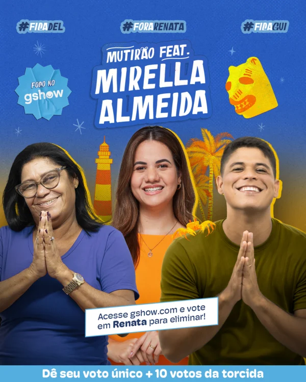 🚨 MUTIRÃO MIRELLA PREFEITA! 🚨
É HORA DA VOTAÇÃO!
Vamos juntos votar para eliminar Renata e manter Gui e Del no jogo! 💪🔥

🔹 Comente um emoji a cada 20 votos! 👇

Encerra: 11h00
Meta: 2K

✅ O voto é para ELIMINAR, vote em Renata!
⚠ Link para votação:

Voto único:
