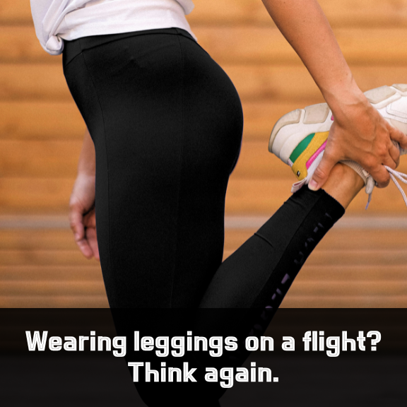 shinO7_O7's tweet image. 🛫Wearing leggings on a flight? Think again.

Experts warn that synthetic leggings can melt onto your skin in a fire. Tight clothing may also cause health issues on long flights.

Plus, ditch the heels—evacuating in an emergency requires proper footwear.👟
#FlightTips…