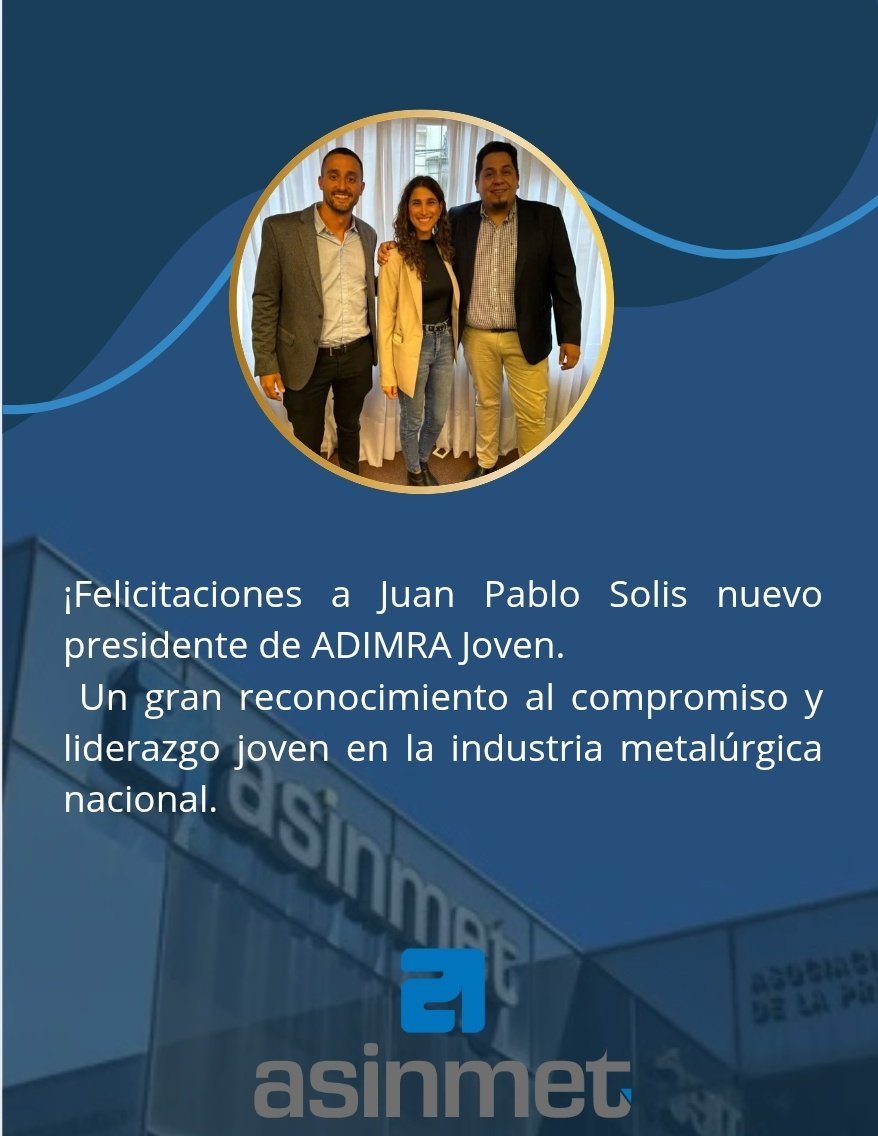 Felicitaciones a <a href="/jpsolis546/">Juan Pablo Solis</a>, nuevo presidente de <a href="/ADIMRAjoven/">ADIMRA Joven</a> 
Un referente joven con visión federal, compromiso industrial y liderazgo al servicio del desarrollo productivo argentino.