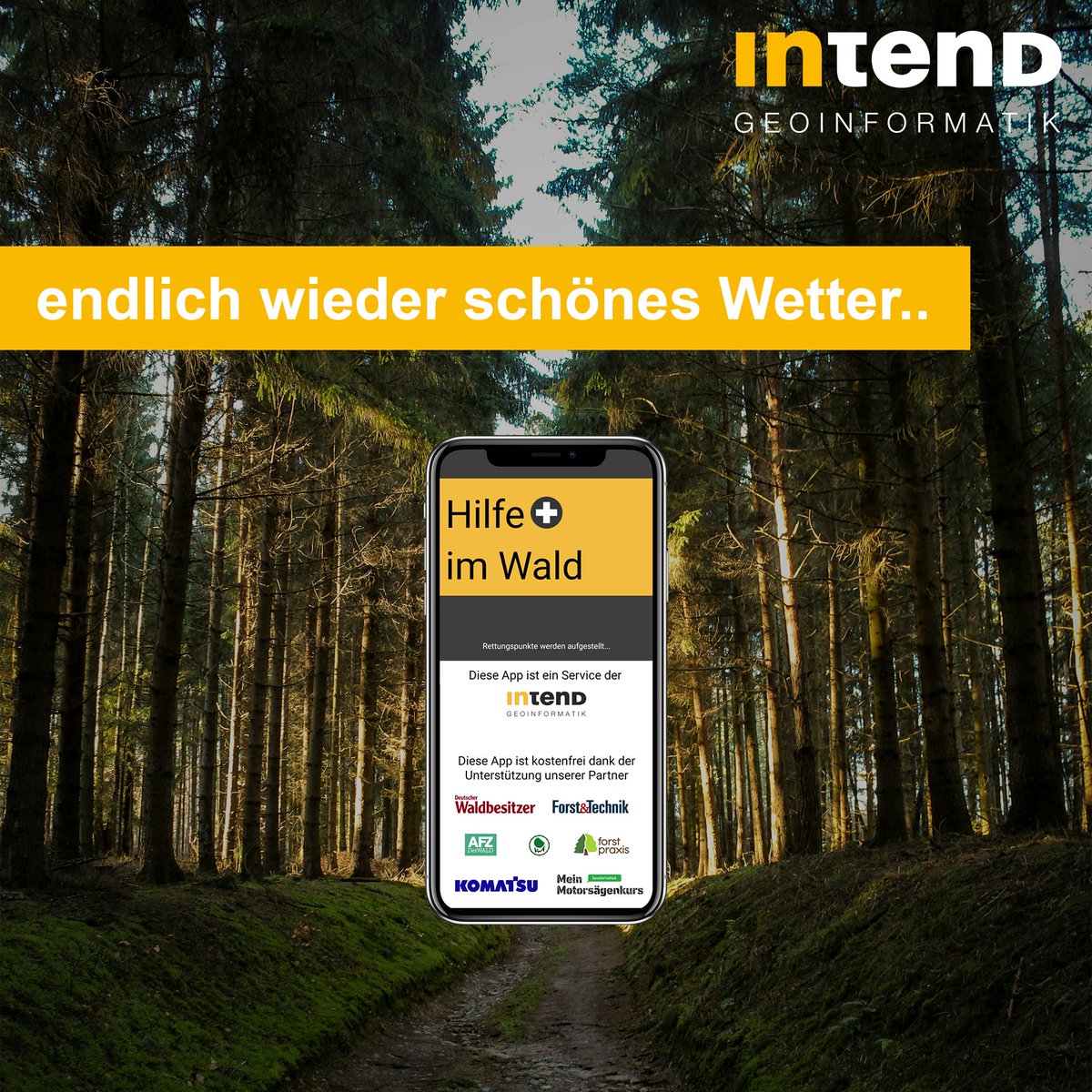 INTEND_geo's tweet photo. Endlich wieder raus in den Wald! 

Das Wetter spielt mit - Ob beim Spaziergang, auf dem Bike oder im Einsatz als Förster:in – bei dem Wetter zieht’s uns alle raus in die Natur! 🌼
 Aber: Auch bei bestem Wetter kann mal was passieren!

#HilfeImWald #Rettungspunkte #INTEND https://t.co/KHlykNuN0v