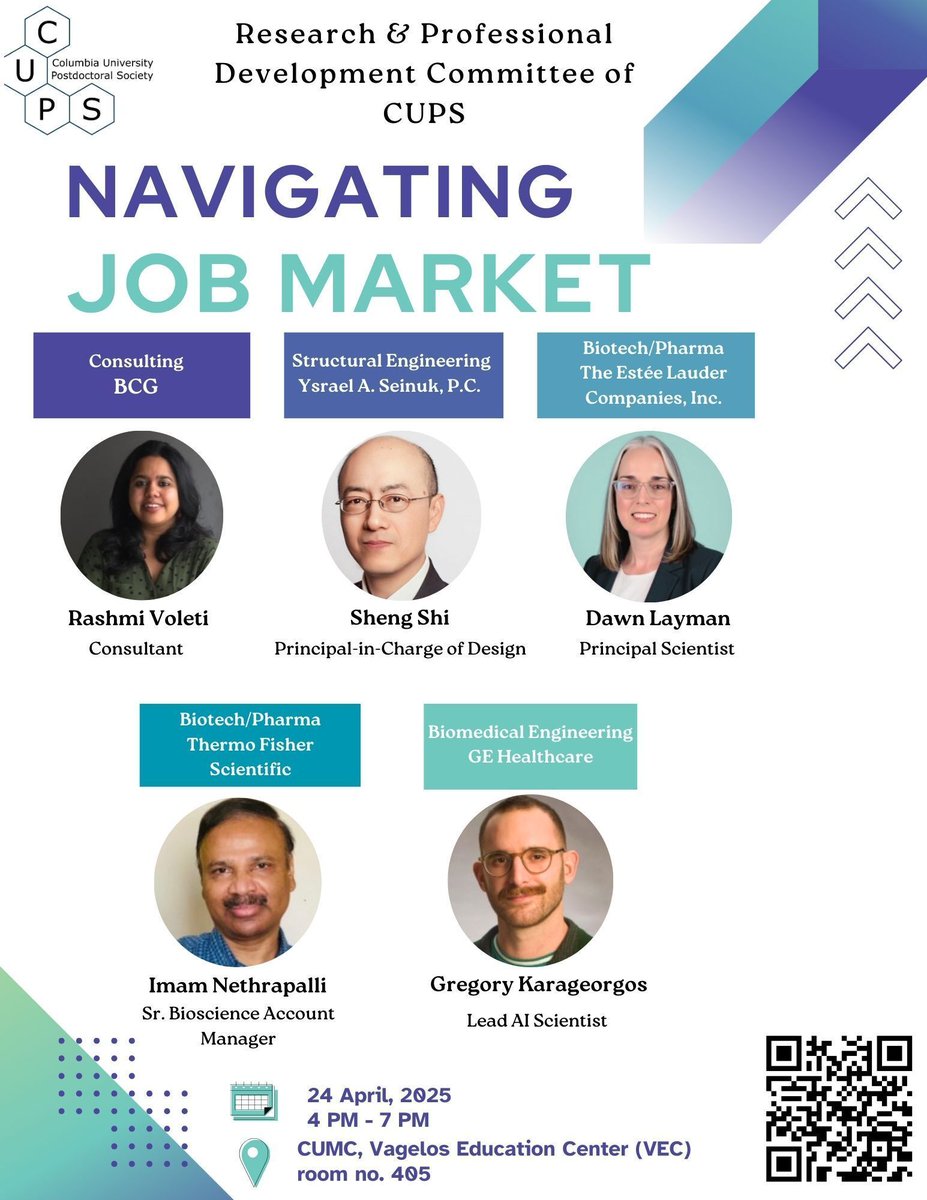 CUPostdocs's tweet image. 🚀 Ready to take the next step in your career journey? 🌍
Join us at "Navigating the Job Market", hosted by the Research & Professional Development Committee of CUPS! 🎯