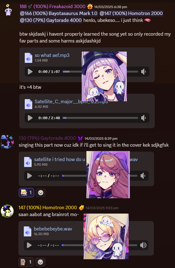 shenmaruu's tweet photo. Happy 1 month to BTB &amp; the start of aru, mimi, hoochi, and I's satellite brainrot! For context, as soon as satellite released, mimi, hoochi &amp; i test recorded the parts we liked, then mimi made adlibs/harms guides &amp; drew sprites, then we made a tentative script, but then- (1/3) https://t.co/ZcME8s9uw9