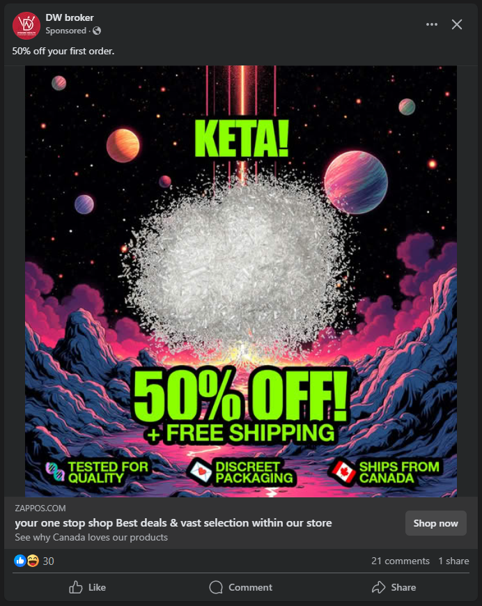 cooldesignninja's tweet photo. @Meta Your reporting system will not remove cocaine and hard drug ads...good job on keeping news off of Canadian Facebag tho... https://t.co/aobHTaD1HX