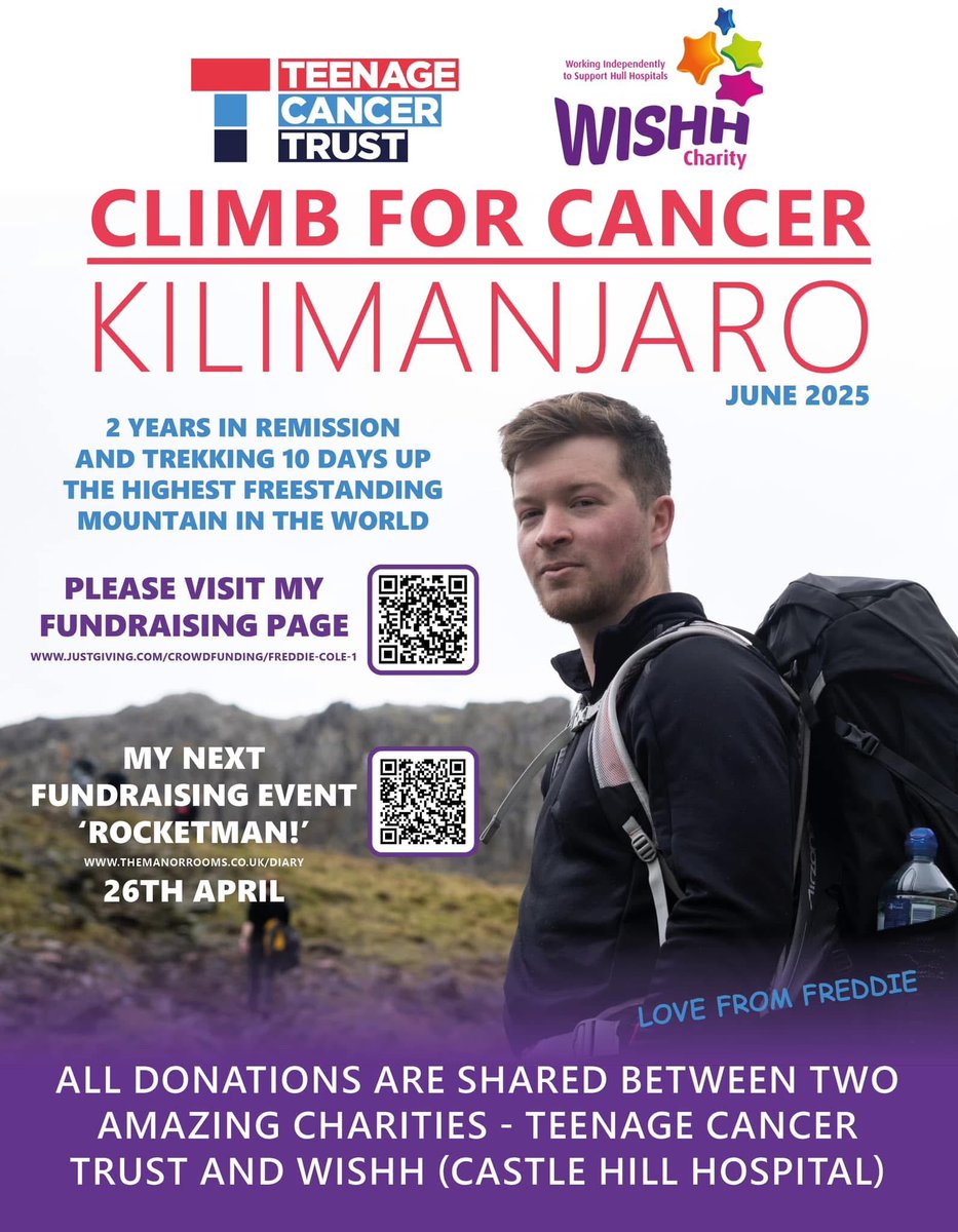 Richard Stead (@richardstead) on Twitter photo ⛰️ walking and talking with Freddie Cole today.
Freddie is climbing Kilimanjaro to raise money for <a href="/wishhcharity/">WISHH Charity 💙</a> and <a href="/TeenageCancer/">Teenage Cancer Trust</a>
📻 <a href="/RadioHumberside/">BBC Humberside</a> 📱 <a href="/BBCSounds/">BBC Sounds</a> ⛰️ walking and talking with Freddie Cole today.
Freddie is climbing Kilimanjaro to raise money for <a href="/wishhcharity/">WISHH Charity 💙</a> and <a href="/TeenageCancer/">Teenage Cancer Trust</a>
📻 <a href="/RadioHumberside/">BBC Humberside</a> 📱 <a href="/BBCSounds/">BBC Sounds</a>