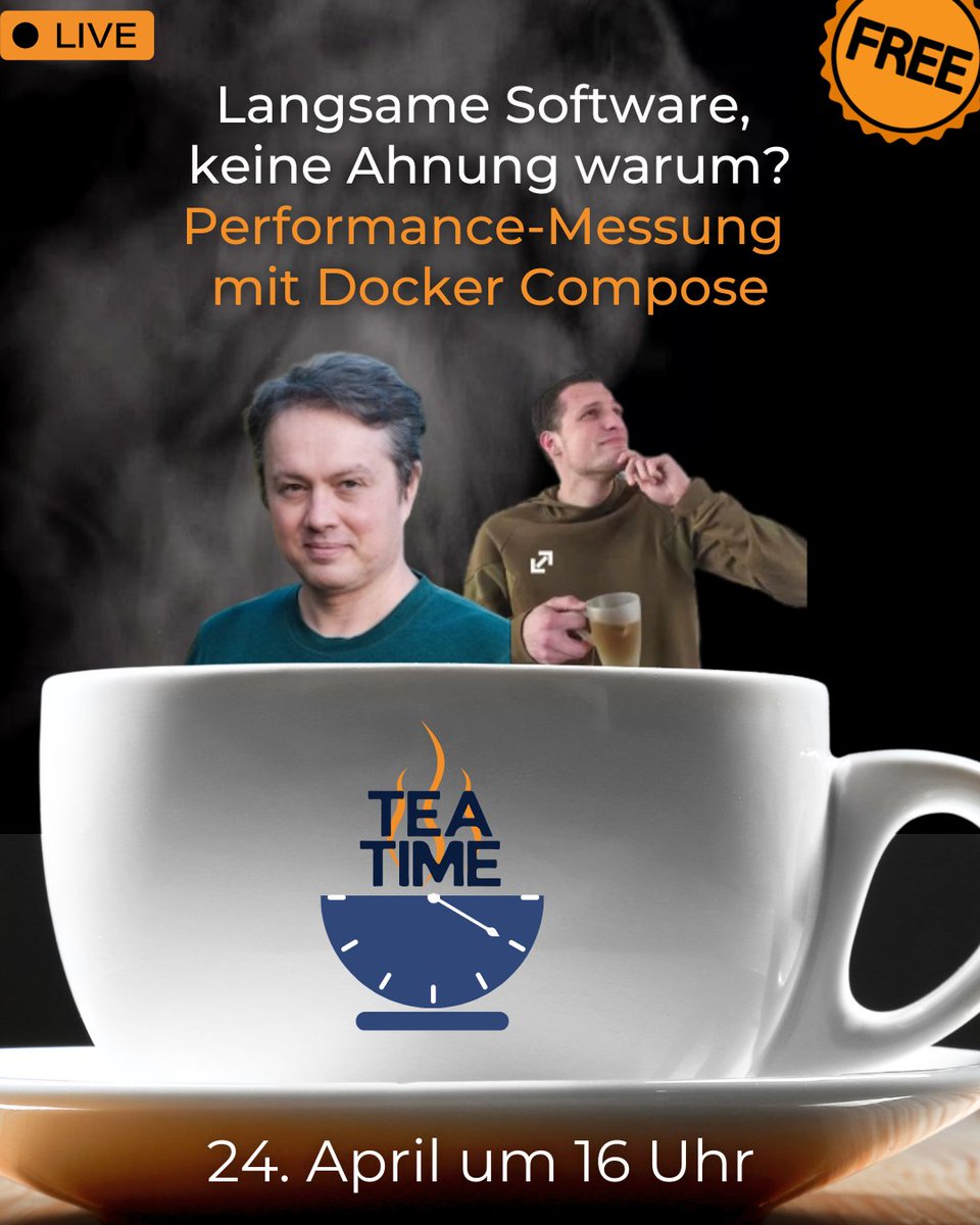 ppedvEvents (@ppedvevents) on Twitter photo Ihre Software ist langsam, aber der Code sieht gut aus?
In der #Teatime zeigt <a href="/trutzonline/">Christian Trutz</a>, wie Sie mit Docker Compose die wahre Ursache finden – ohne Codeänderung.
Kostenlos anmelden: ppedv.de/Events/Teatime…
30 Minuten, die Ihre Software beschleunigen könnten! 🔥 Ihre Software ist langsam, aber der Code sieht gut aus?
In der #Teatime zeigt <a href="/trutzonline/">Christian Trutz</a>, wie Sie mit Docker Compose die wahre Ursache finden – ohne Codeänderung.
Kostenlos anmelden: ppedv.de/Events/Teatime…
30 Minuten, die Ihre Software beschleunigen könnten! 🔥