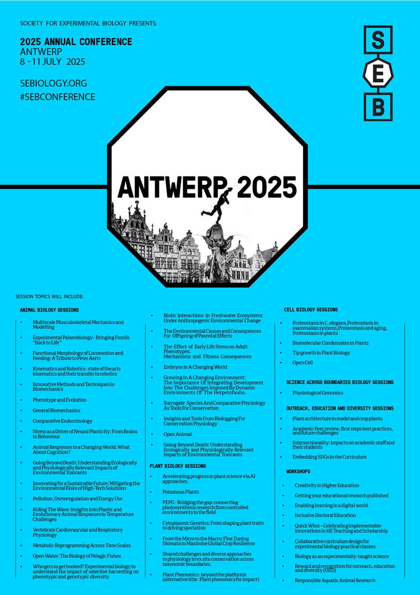 ⏳ Just one month left to grab your Early Bird ticket for #SEBconference 2025 in Antwerp!

Save money, plan ahead, and get ready for a fantastic conference.

Register now 👉 
sebiology.org/events/seb-ann…