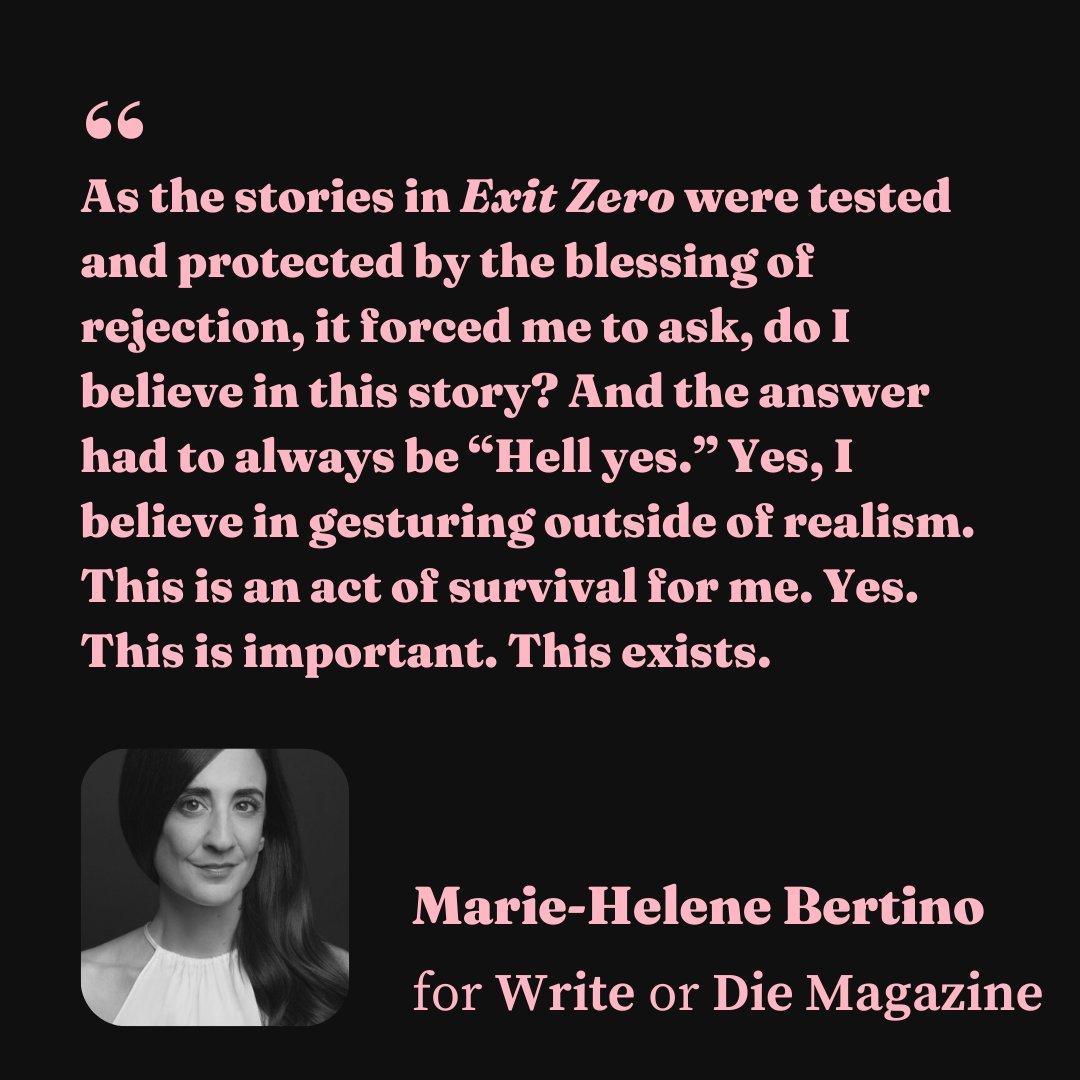 Write or Die Magazine (@writeordiemag) on Twitter photo Corinne Cordasco-Pak interviews Marie-Helene Bertino on precise language, the blessing of rejection, and death-shaped entities in her new story collection āExit Zeroā (<a href="/FSGOriginals/">FSG Originals</a>) āØ
Read here ā
writeordiemag.com/author-intervi⦠Corinne Cordasco-Pak interviews Marie-Helene Bertino on precise language, the blessing of rejection, and death-shaped entities in her new story collection āExit Zeroā (<a href="/FSGOriginals/">FSG Originals</a>) āØ
Read here ā
writeordiemag.com/author-interviā¦
