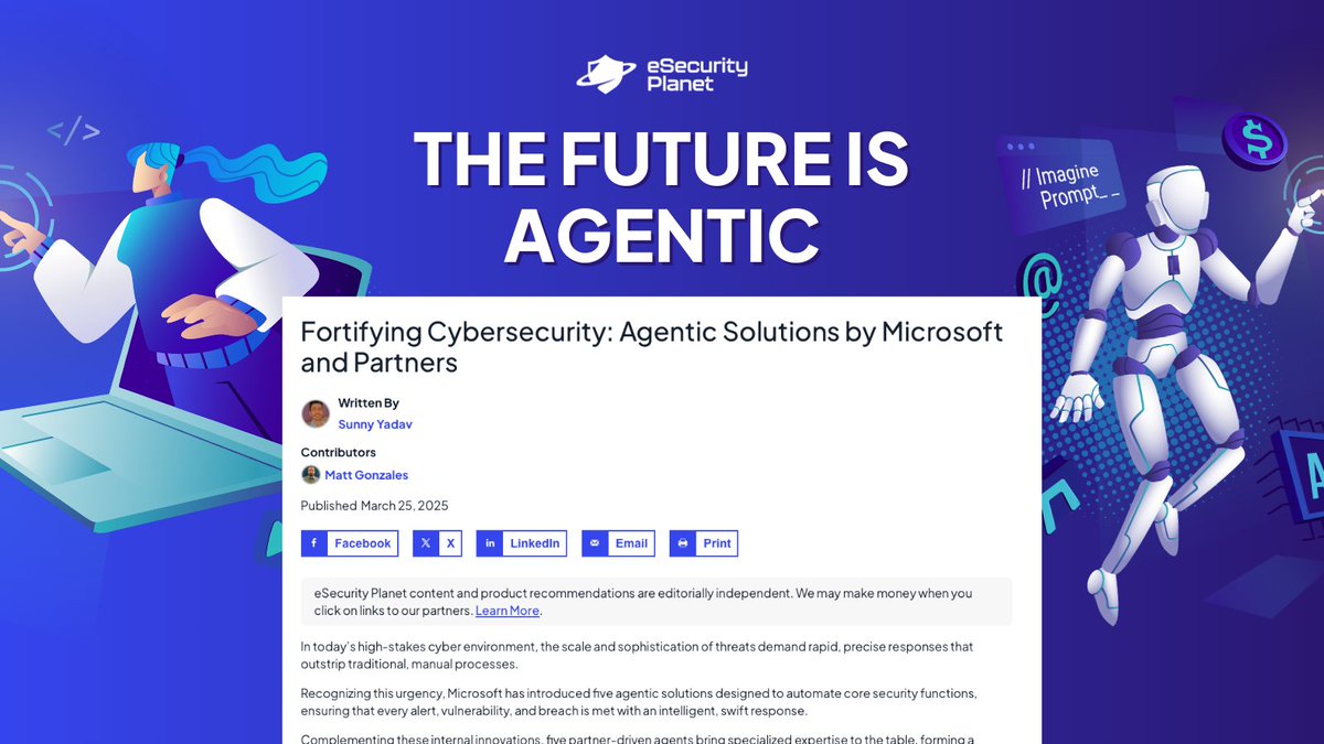 eSecurityPlanet's tweet image. Microsoft’s 5 new built-in defenders + 5 more partner-powered protectors = a complete, intelligent shield. 🛡️

🔗 Discover the full ecosystem: esecurityplanet.com/cybersecurity/…

#CyberSecurity #MicrosoftSecurity #AIinSecurity