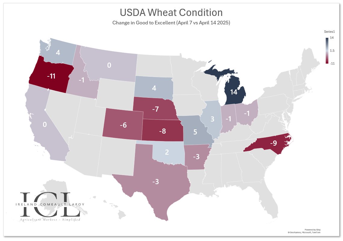 CanadianAgMKTS's tweet image. Despite crop condition ratings sinking by 8% points in this weeks #USDA #cropprogress report, KC HRW #wheat is struggling to move off recent lows.