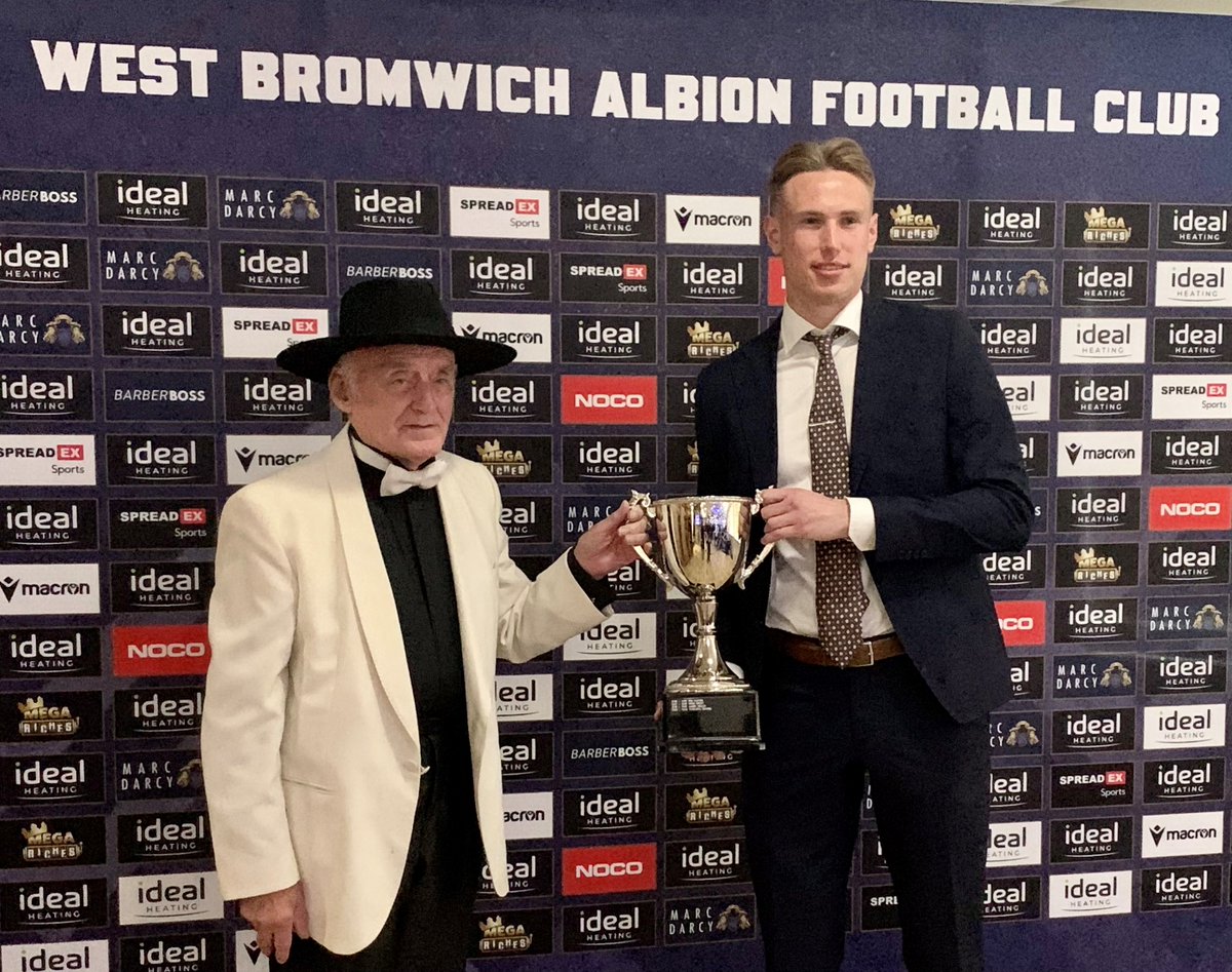 Last night at the WBA 25 Awards Alan Cleverley presented on behalf of the WBA Official Supporters Club our player of the season to Torbjørn Heggem ⚽️🔵⚪️ #baggies #wba #wbafc #heggem #westbromwichalbion #albion #wbasc