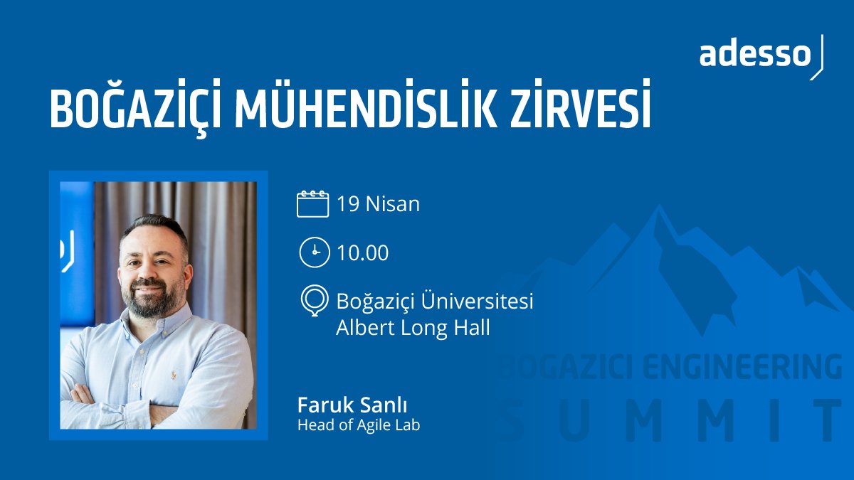19 Nisan’da Boğaziçi Mühendislik Zirvesi’ndeyiz! Bu yıl Gümüş Sponsor olarak desteklediğimiz zirvede, Faruk SANLI (Head of Agile Lab) sahnede olacak. 

Teknolojiye meraklı tüm öğrencileri ilham verici oturumlar ve networking fırsatları dolu bir gün bekliyor.
 
Kampüste görüşmek