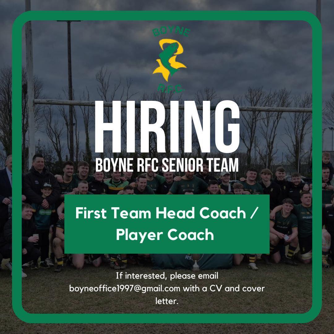 📢📢Boyne RFC hiring new senior coach - see link attached for details📢📢
boynerfc.ie/.../recruitmen…...
