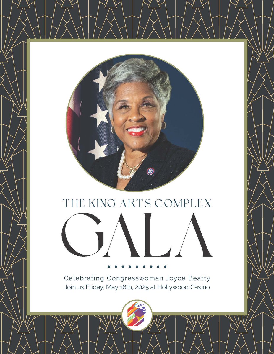 The King Arts Complex invites you to the 38th Anniversary Gala.

This year's Gala will be held at The Hollywood Casino on Friday, May 16th, at 7 PM.  We will celebrate Congresswoman Joyce Beatty.

Purchase your registration today! eventbrite.com/e/38th-anniver…