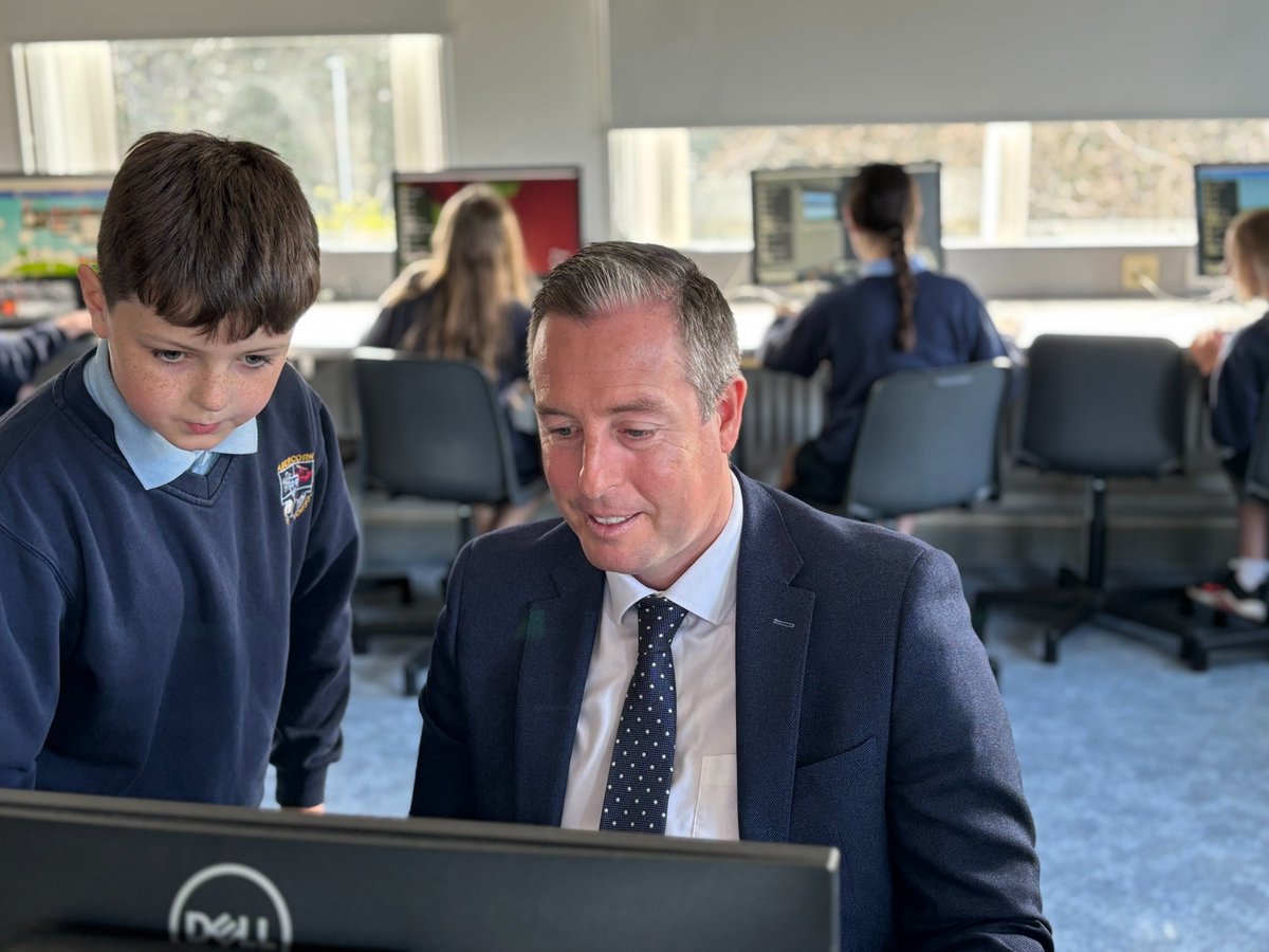 Education NI (@education_ni) on Twitter photo Abercorn Primary School welcomed Education Minister <a href="/paulgivan/">Paul Givan</a> today to officially reopen their refurbished ICT Suite.
The Minister answered pupil’s questions at a special assembly and was given a short tour of the school by Co Principal Mrs Harrison. Abercorn Primary School welcomed Education Minister <a href="/paulgivan/">Paul Givan</a> today to officially reopen their refurbished ICT Suite.
The Minister answered pupil’s questions at a special assembly and was given a short tour of the school by Co Principal Mrs Harrison.