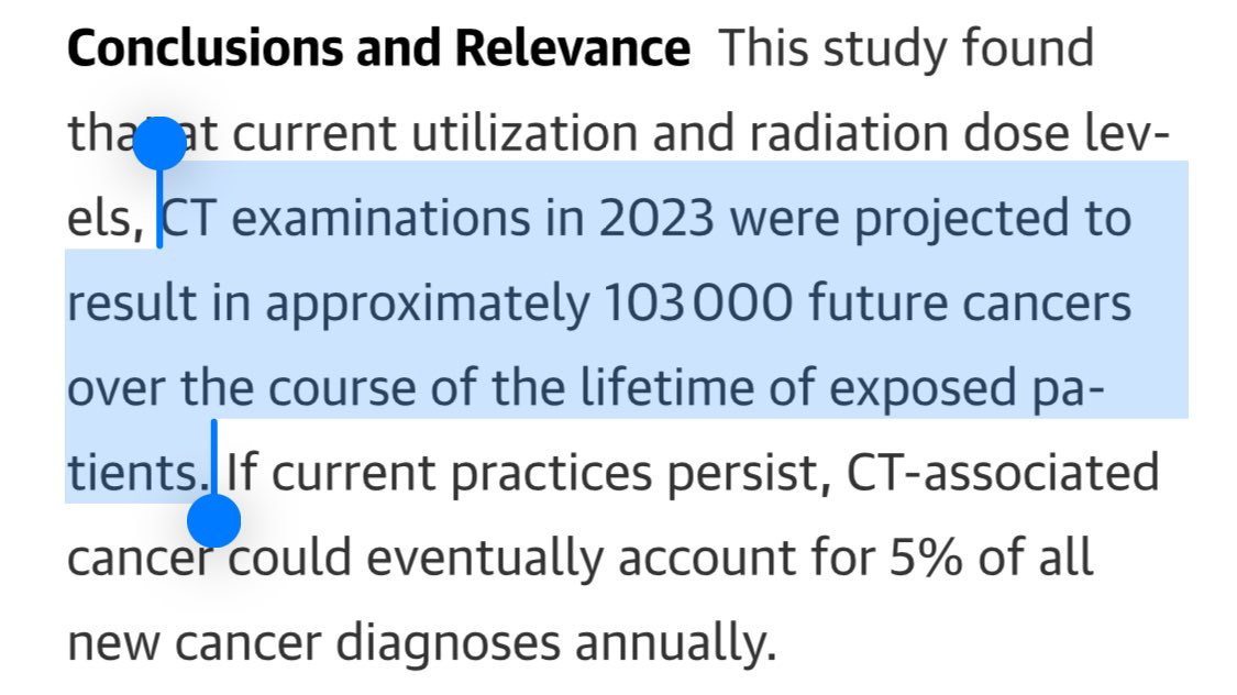 Farzaneh Rahmani (@frahmanimd) on Twitter photo 5% of new cancer cases due to CT examinations 🤯
if true, gives everyone something to think about 👇🏻 <a href="/UCSF/">UC San Francisco</a>
jamanetwork.com/journals/jamai… 5% of new cancer cases due to CT examinations 🤯
if true, gives everyone something to think about 👇🏻 <a href="/UCSF/">UC San Francisco</a>
jamanetwork.com/journals/jamai…