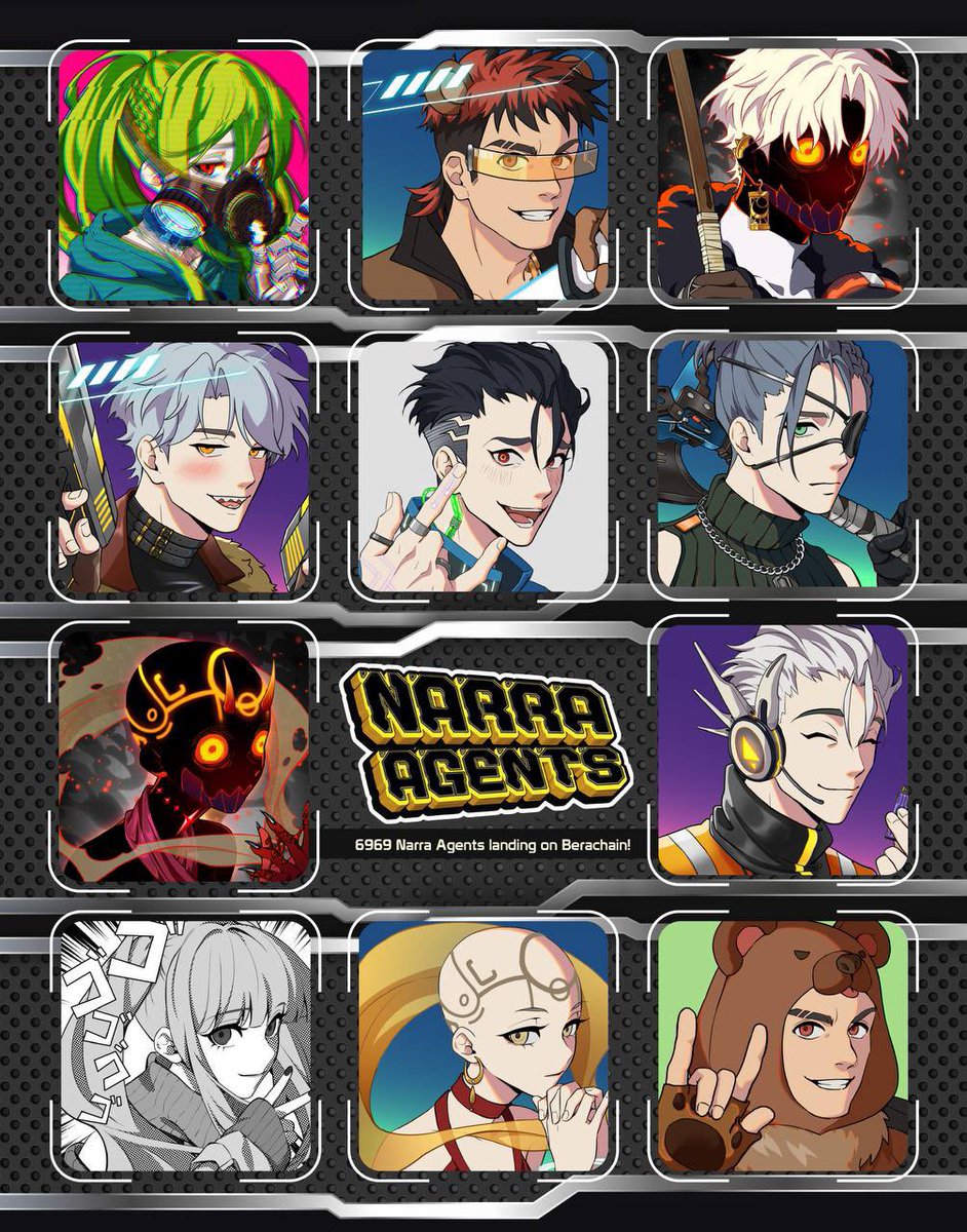 The @Narralayer AI Agents💛

<a href="/narralayer/">Narra</a> is launching an NFT collection “𝓝𝓪𝓻𝓻𝓪 𝓐𝓰𝓮𝓷𝓽𝓼”on <a href="/berachain/">Berachain Foundation 🐻⛓</a>.

Nicknamed “𝒕𝒉𝒆 𝑴𝒂𝒓𝒗𝒆𝒍 𝒐𝒇 𝒘𝒆𝒃3”. Here,  <a href="/narralayer/">Narra</a> blends the artistry of anime, AI agents, and cool PFPs to make this collection.

Featuring some